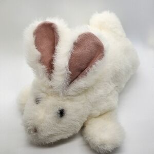 Vintage Mary Johnson 1981 White fluffy bunny hand puppet